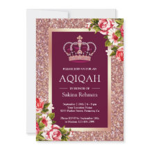Dourado Rosa Brilho Princesa Rosa Floral Aqiqah