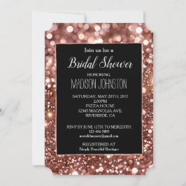 Convite Dourado Rosa Glam Glitter Preto 