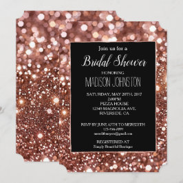 Convite Dourado Rosa Glam Glitter Preto