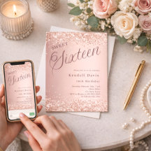 Dourado rosa moderno Sweet 16
