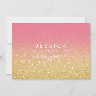 Convite Dourado Rosa, Você Será Minha Garota De Bridesmaid