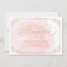 Convite Dourado rosado elegante caligrafia vintage recepçã