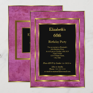 Convite Dourado Roxo Preto para Festa de 60 Anos