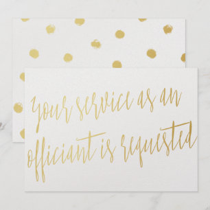 Convite Dourado "Seu serviço como funcionário é solicitado