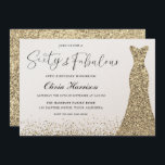 Convite Dourado Shimmer Veste Sessenta e fabuloso aniversá<br><div class="desc">Shimmer Dourado Vestir Sessenta e fabulosa 60ª chamada de aniversário Também disponível como um download digital Variações para o convite e itens correspondentes em nossa loja</div>