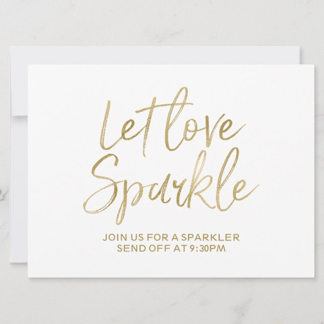 Convite Dourado sinal de "Let love sparkle" (Frente)