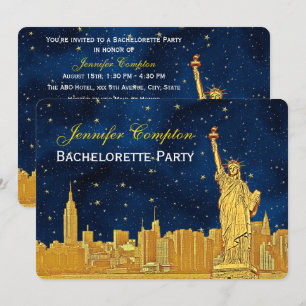 Convite Dourado Skyline NYC nº 2 Blue Starry BG H Chá de