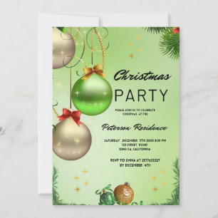 Convite Dourado Snow Pine Green Natal