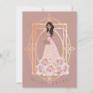 Convite Dourado Sparkle Formal Beauty Quinceañera