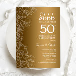 Convite Dourado Surpresa Floral 50º aniversário<br><div class="desc">Dourada Surpresa Branca 50º Convite de Celebração de Aniversário de Casamento. A design minimalista moderna apresenta sotaques botânicos e fontes de script de tipografia. Simples cartão de convite floral perfeito para uma festa de na moda surpresa. Pode ser personalizado por qualquer ano de casamento. Impressos convites Zazzle ou modelo de...</div>