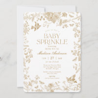 Dourado Toile De Jouy Francês Floral Baby Sprinkle