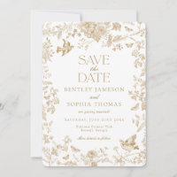 Dourado Toile De Jouy Vintage Floral Salve a Data