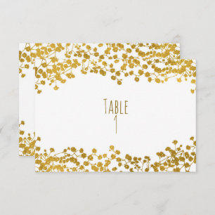 Convite Dourado Tone Baby's Breath White Elegant Table Num