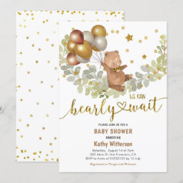 Convite Dourado Urso dos Balões Podemos Ampliar O Chá de f