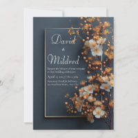 Dourado Vara-De-Ouro Branco Floral Ardósia Azul Ca