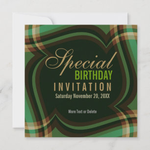 Convite Dourado Verde à Praça Tartan