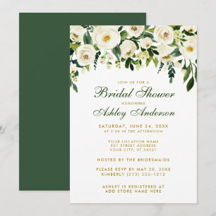 Convite Dourado Verde Floral de Chá de panela Wat