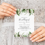 Convite Dourado Verde Tropical Casamento De<br><div class="desc">Este verde tropical de ouro,  o casamento de convite é perfeito para um casamento de destino. O design apresenta ouro de aquarela pintada à mão e palmeiras verdes e folhas de bananeiras com flores cor-de-rosa bem organizadas em belos buquês.</div>