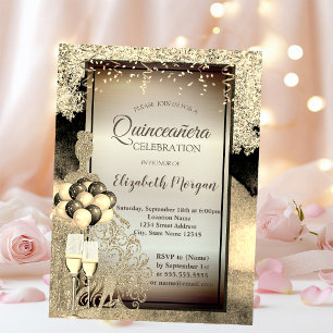 Convite Dourado Vestido De Lâmpada,Saltos,Celebração De Qu