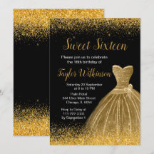 Dourado Vestido Faux Glitter Doce 16 Aniversário