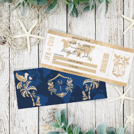 Convite Dourado Viagem a embarcar no México Salvar a Data