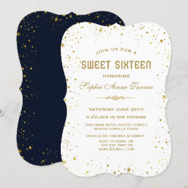 Convite Dourado Whimsical Starry Night Sweet 16