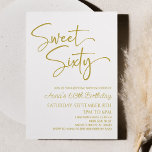Convite Dourado White Sweet Sessenta e mínima Festa de ani<br><div class="desc">Este é um Dourado White Sweet Sessenta e moderno Convite de aniversário Minimalista 60º!</div>