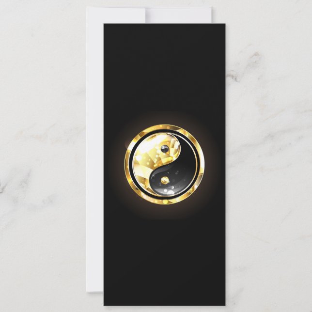 Convite Dourado Yin Yang a preto (Frente)