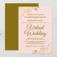Dourados amigos no casamento virtual elegante cor-