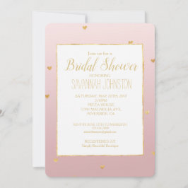 Convite Dourados Corações do Ombre Rosa-Rosa