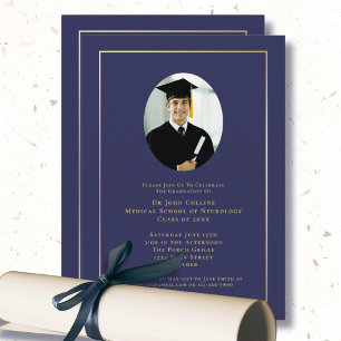 Convite Doutor Azul Marinho Escola de Medicina Foto Gradua