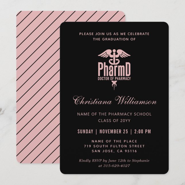 Convite Doutora em Farmácia PharmD Graduação em Farmácia (Frente/Verso)