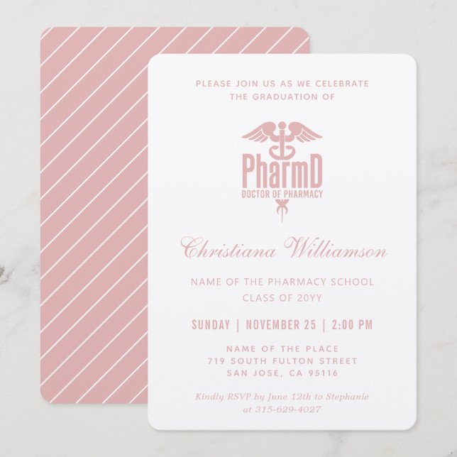 Convite Doutora em Farmácia PharmD Graduação em Farmácia (Frente/Verso)