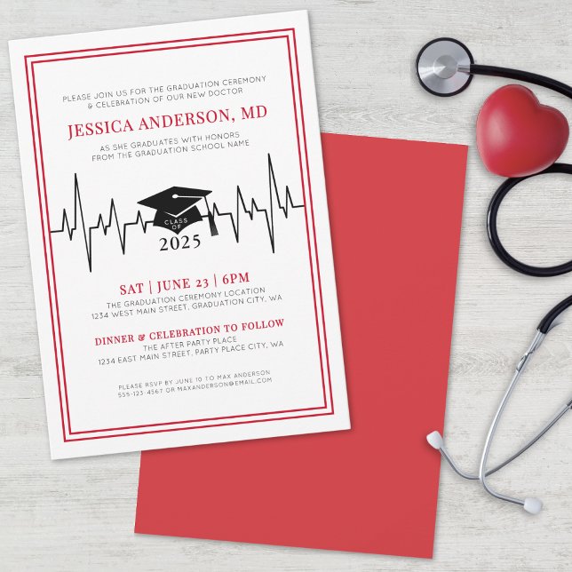 Convite Doutora em Medicina, Graduação na Escola de Enferm (Doctor Medical Nursing School Graduation Invitation)