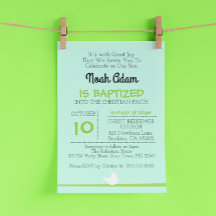 Dove no Branch Blue Baptism Invitation