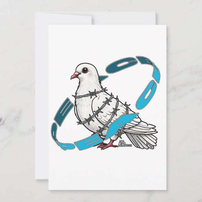 Convite Dove of peace in Barbed Wire Embrace (Frente)