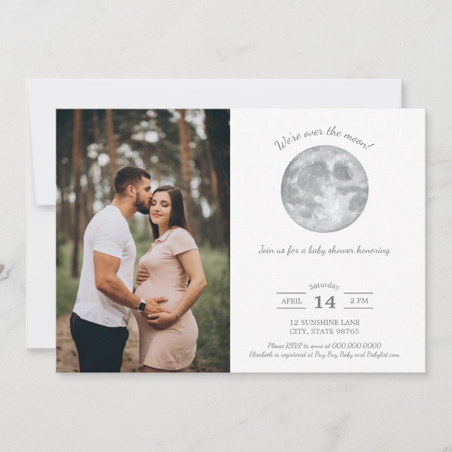 Convite Download da foto do Chá de fraldas da Lua (Frente)