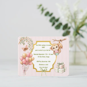 Convite Download Digital de Aniversário do Pequeno Macaco