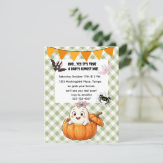 Convite Download Digital de Chá de Bebê de Halloween Fofo