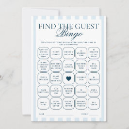 Convite Downloadable Blue Striped Find The Guest Card