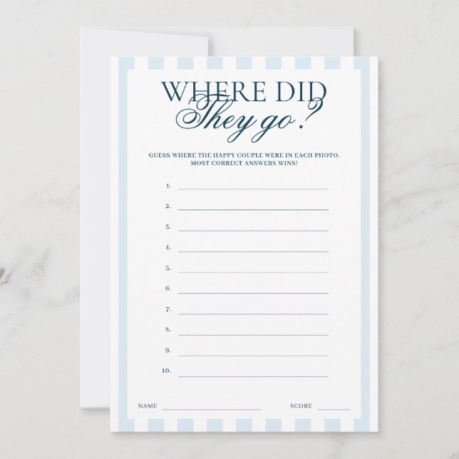 Convite Downloadable Blue Striped Where did they go Card (Frente)