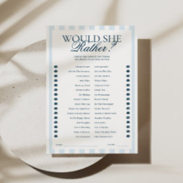 Convite Downloadable Blue Striped Would She Rather Card