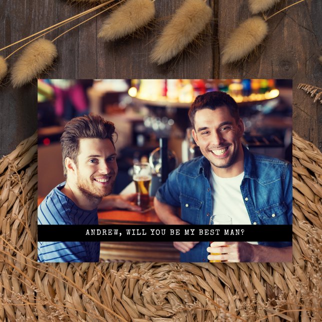 Convite Downloadable Simple Custom Photo Groomsman BestMan (Criador carregado)