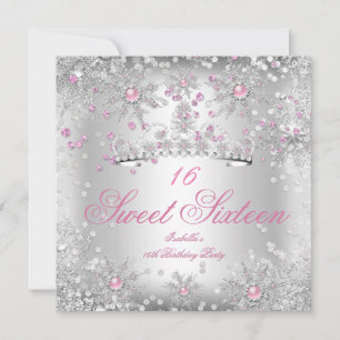 Convite Doze Aniversariantes Flocos de Neve Rosa Casamento