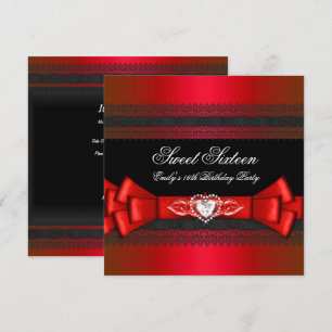Convite Doze Anos 16 Diamante Vermelho Preto Arco