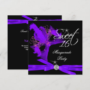 Convite Doze Anos 16 Mascarada Roxo Preto