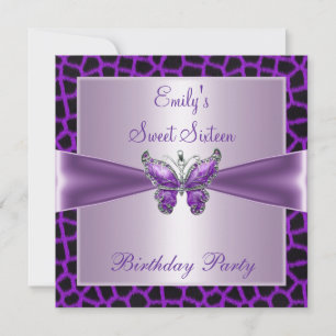 Convite Doze Anos 16 Roxo Bege Borboleta Aniversário 2