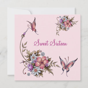 Convite Doze Anos Aniversário Floral Rosa Bonito 4