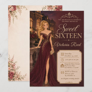 Convite Doze Anos Burgundy Elegância
