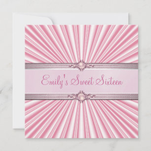 Convite Doze Anos de Aniversário Joia de Seda Rosa